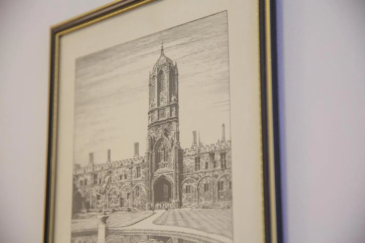 a black and white picture of a cathedral at The Buttery in Oxford